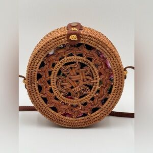 Brown Woven Crossbody Bag with Intricate Design NWOT